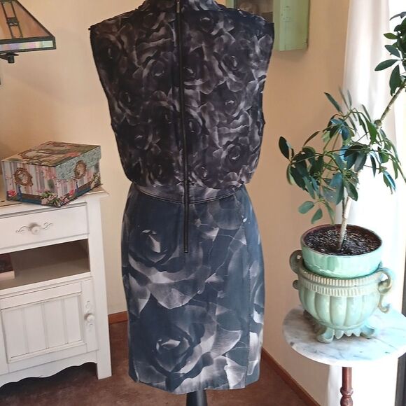 Rachel Roy Sheer and Solid Camo Rose Dress . Mixed Media.Witchy.Cottagegoth - Picture 5 of 12